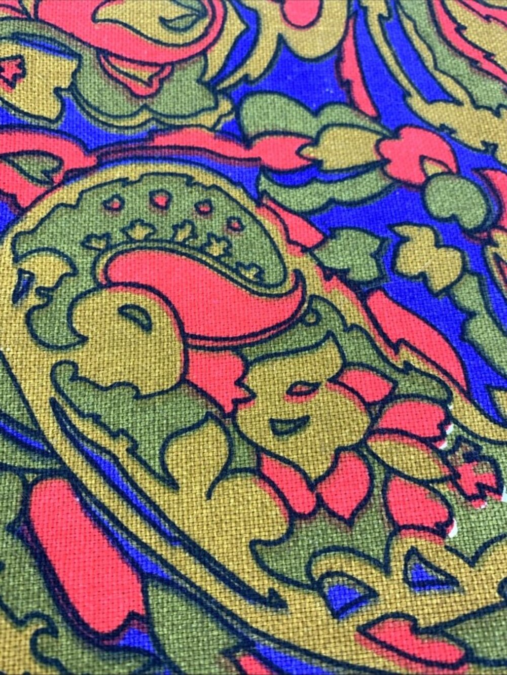 Riegel Textile Screen Print Fabric Floral 1970s Psychedelic 46 x 54" Upholstery